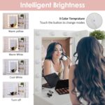 Vabches Makeup Vanity with Lights, 37inch Vanity Desk with Power Strip, 4 Drawers Makeup Table with Lighted Mirror, 3 Lighting Colors, White - Image 6