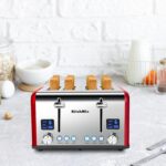 Toaster 4 Slice, KitchMix Bagel Stainless Toaster with LCD Timer, Extra Wide Slots, Dual Screen, Removal Crumb Tray (Red) - Image 9
