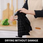 Homaxy 100% Cotton Terry Kitchen Towels(Black, 13 x 28 inches), Checkered Designed, Soft and Super Absorbent Dish Towels, 4 Pack - Image 5