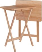 Winsome Alex Set of 2 Foldable Snack Tables, for Living Room, 26", Natural - Image 2