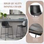Sweetcrispy Counter Height Bar Stools Set of 2, 26 inch Height Stool Faux Leather Barstools with Back, Armless Kitchen Island Countertop Comfortable Modern Chairs with Metal Legs - Classic Black - Image 7
