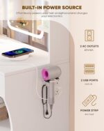 Makeup Vanity Desk with Smart LED Mirror and Power Outlet, Small Makeup Vanity Table with 2 Drawer and 5 Shelves, Dressing Table-White - Image 8