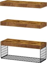 QEEIG Bathroom Shelves Over Toilet - Wall Mounted Floating Shelves Toilet Paper Storage Small Farmhouse Decor Shelf 16 inch Set of 3, Rustic Brown (019-BN3) - Image 10