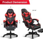 Gaming Chair, Backrest and Seat Height Adjustable Swivel Recliner Racing Office Computer Ergonomic Video Game Chair with Footrest and Lumbar Support, Red/Black - Image 4