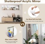 4 Pack Wall Mirror Full Length, 12 x 12 Inch Acrylic Mirror Tiles, Shatterproof Flexible Plastic Mirror Sheets for Bedroom Home Gym Door - Image 5