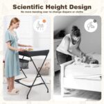 Costzon Changing Table, Portable Baby Changing Table Foldable Diaper Changing Station with Safety Belt, Large Storage Rack & Shelf, Nursery Organizer for Newborn Infant (Black) - Image 9