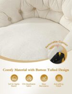 Kidirect Round Saucer Rocking Chair Nursery, Modern Upholstered Nursery Rocking Chairs and nursery Glider with Cozy Cushion, Comfy Nursing Chair for Breastfeeding & Reading, Fits Living Room & Bedroom - Image 6