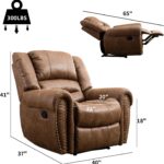 CANMOV Leather Recliner Chair, Classic and Traditional Manual Recliner Chair with Comfortable Arms and Back Single Sofa for Living Room, Nut Brown - Image 3
