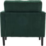 Karl home Modern Accent Chair, Corduroy Upholstered Armchair with 2 Pillow & Side Pocket, Sofa Barrel Chair with Solid Legs, Comfy Reading Chair for Living Room, Bedroom, Office, (Dark Green) - Image 6