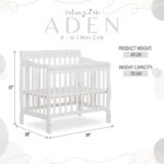 Dream On Me Aden 4-in-1 Convertible Mini Baby Crib in White, GreenGuard Gold & JPMA, Sustainable Pinewood, Non-Toxic Finish, 3-Levels, Converts to Mini Day & Twin-Size Bed (Rail Sold Separately) - Image 4