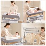 Baby Changing Table with Wheels, Maydolly Portable Adjustable Height Folding Diaper Station with Nursery Organizer & Storage Rack for Newborn Baby and Infant (Light Grey) - Image 6