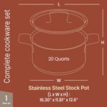 Stockpot – 20 Quart – Brushed Stainless Steel – Heavy Duty Induction Pot with Lid and Riveted Handles – For Soup, Seafood, Stock, Canning and for Catering for Large Groups and Events by BAKKEN - Image 3