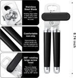Urbanstrive XL Large Heavy Duty Can Opener Manual Smooth Edge, Hand Held Can Openers for Seniors, Stainless Steel, Comfortable Handle, Built-in Bottle Opener, 8.66 inch (Black) - Image 3