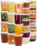 60 Sets (120-Piece) Deli Containers with Lids, 32/16/8 oz X 20 Set Each, Leak-Proof & BPA Free Airtight Takeout Plastic Food Storage Containers for Soup, Freezer/Microwave/Dishwasher Safe - Image 2