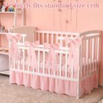 Pink Crib Bed Skirts with 4 Large Cot Bow Baby Crib Skirt for Boys Girls Nursery Toddler Bedskirt Dust Ruffle 14" Drop - Image 6