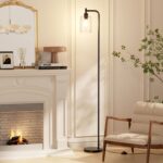 Industrial Floor Lamp with Glass Shade - Black, LED Bulbs, Foot Pedal Switch, Easy Assembly - Image 3