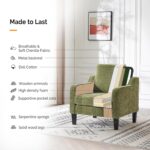 VINGLI Accent Chair for Living Room Chairs Olive Green Reading Chair for Bedroom Scooped Arm Chair Mid Century Modern Accent Chairs Upholstered Comfy Chair for Apartment, Waiting Room - Image 7