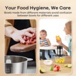 GANIZA Food Processors, Electric Food Chopper with Meat Grinder & Vegetable Chopper - 2 Bowls (8 Cup+8 Cup) with Powerful 450W Copper Motor - Includes 2 Sets of Bi-Level Blades for Fruits/Meat/Nuts - Image 4