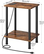 HOOBRO Side Table with Charging Station, End Table with USB Ports and Outlet, Nightstand with 2-Layer Storage Shelves for Small Spaces, Living Room, Bedroom, Stable Frame, Rustic Brown BF09UBZ01 - Image 4