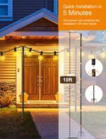 4 Pack 10Ft String Light Poles for Outside, Thickened Metal Lights Hanger Pole Outdoor with Fork, Lighting Hanging Post Accessories for Patio Decor Garden Backyard Yard Front Porch Outside Decorations - Image 9