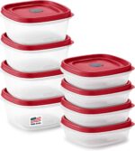 Rubbermaid 16-Piece BPA-Free Plastic Food Storage Set, Red Vented Lids - Microwave, Dishwasher Safe: Perfect for Meal Prep, Leftovers, and Kitchen Organization - Image 2