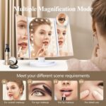 HUONUL Makeup Mirror Vanity Mirror with Lights, 2X, 3X, 10X Magnification, Touch Control, Trifold, White, 9.4"L x 13.4"W, Modern Style, Dresser Mount, Bathroom - Image 5