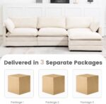 ROWHY Oversized Modular Sectional Sofa with Movable Ottoman, 112 Inch 4 Seat Modern Corduroy Sofa Set, Convertible L Shaped Couch for Living Room and Office, Beige - Image 5