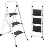 HBTower Step Ladder Folding Step Stool for Adults with Anti-Slip Pedal,330 lbs Capacity for Kitchen, Home,White - Image 2