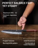 8 Inch Japanese Knife, Hand Forged 5 Layers High Carbon 9CR18MOV Steel Rosewood Handle Chef Knife, Ultra Sharp Durable Professional Kitchen Knife, A Thoughtful Birthday Gifts for Mom/Dad - Image 8