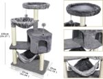 YUNIQUE Cat Tree with Cat Condo and Big Hammock, Grey - Image 4