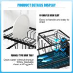 7 code Large Dish Drying Rack for Kitchen Counter, Detachable Large Capacity Dish Drainer Organizer, 2-Tier Dish Racks with Utensil Holder, Black - Image 5