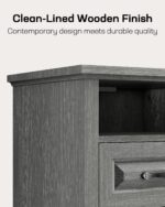 Marsail Farmhouse Nightstand with Charging Station, Bedside Table with 2 Drawers Storage and Open Shelf, Bedside Cabinet for Bedroom, Rustic Side Table, Gray - Image 7