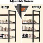 Shoe Rack for Front Door Entrance, 4 Tier Shoe Rack for Entryway, 12-16 Pairs of Shoes, Metal Shoe Rack Organizer, Free Standing Shoe Rack for Closet (Black+Rustic Brown) - Image 7