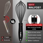 Walfos Silicone Whisk,Stainless Steel Wire Whisk Set of 3 -Heat Resistant 480°F Kitchen Whisks for Non-stick Cookware,Balloon Egg Beater Perfect for Blending,Whisking,Beating,Frothing & Stirring,Black - Image 3