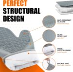 Silicone Oven Mitts, Heat Resistant 2PCS Oven Mitts with Soft Cotton Lining, Waterproof Non-Slip Grip Oven Glove, Kitchen Potholder Mits for BBQ, Baking, Cooking, 12.5 Inch - Grey - Image 4