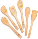 Riveira Bamboo Wooden Spoons for Cooking 6-Piece, Apartment Essentials Wood Spatula Spoon Nonstick Kitchen Utensil Set Premium Quality Housewarming Gifts for Everyday Use - Image 2