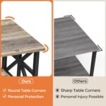 GreenForest Coffee Table for Living Room with Round Corners Farmhouse Style Center Table with Storage Shelf 39 Inch Space Saving Easy Assembly Gray Wash - Image 5