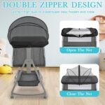 Bassinet Cover for Cats - Bassinet Net Cover for Baby Prevents Entry of Insects/Pets, Breathable Crib Net with Two-Way Zippers, Mosquito Net for Bedside Sleeper/Travel Crib (Black-Small) - Image 5
