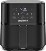 Chefman Air Fryer – 4 QT Compact Airfryer for Quick & Easy Meals in Minutes, Features Hi-Fry Technology for Extra Crisp, Touchscreen Controls with 4 Presets, Nonstick & Dishwasher Safe Basket - Black - Image 2