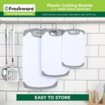Freshware Cutting Boards for Kitchen, Chopping Board 3-Pack with Different Sizes, Juice Grooves and Non Slip Handles - Reversible, Large Cutting Board Set - Dishwasher Safe - Gray - Image 8