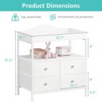 BOLUO Changing Table Dresser with 4 Fabric Drawers and Open Shelf, Baby Dresser with Changing Table Top Diaper Changing Station with Storage for Nursery Modern (White) - Image 4
