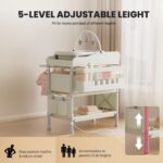 Jaylene Portable Baby Changing Table with Storage – Adjustable Height Diaper Station, Waterproof Pad, Large Capacity Organizer, Foldable Newborn Changing Table for Nursery & Bedroom (Beige) - Image 7