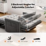Pipishell 3 in 1 Convertible Sleeper Sofa Bed,Pull Out Couch for Living Room with USB Ports & Side Pockets,Adjustable Backrest,Velvet,Loveseat Sofa Bed,Futon Couches - Image 4