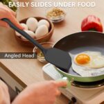 Coukre 2 Pack Silicone Spatula Set, High Heat Resistant, BPA Free Kitchen Spatula, Solid & Slotted Turner for Non-Stick Pans, Sautéing, and Flipping (2, PureBlack) - Image 5