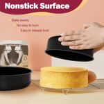 P&P CHEF 8 Inch Cake Pan Set of 3, Non-Stick Round Cake Pans Tins for Tier Smash Cakes, Baking Pans Set & Essential Bakeware, Stainless Steel Core & Leak-Proof - Image 5