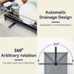 Dish Drying Rack, 304 Stainless Steel Dish Racks for Kitchen Counter with Cutlery Holder & Sponge Holder, Large Dish Drainer with Removable Drainboard, 11.8''W x 16.7''L - Image 6