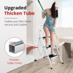 HBTower Step Ladder Folding Step Stool for Adults with Anti-Slip Pedal,330 lbs Capacity for Kitchen, Home,White - Image 6