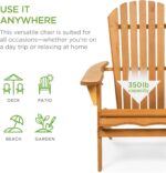Best Choice Products Folding Adirondack Chair Outdoor Wooden Accent Furniture Fire Pit Lounge Chairs for Yard, Garden, Patio w/ 350lb Weight Capacity - Natural - Image 4
