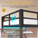 DICTAC Bunk Bed Twin Over Twin Size with Desk and Charging Station L-Shaped Metal Bunk Bed with Led Lights & Storage Shelves and Drawers Loft Beds with Safety Guardrail and Ladder for Teen,Black - Image 7