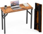 TEMI Small Computer Desk Folding Table - 35.8" Foldable Office Desk, No Assembly, Perfect for Small Spaces in Bedroom, Dorm, or Apartment, Portable Mini Desk or Study Table with Compact Design, Brown - Image 2